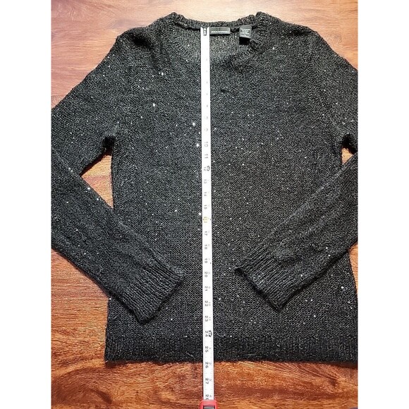 MODA International Black Loose Crochet Sweater With Sequin Accents Size XL - Picture 5 of 9